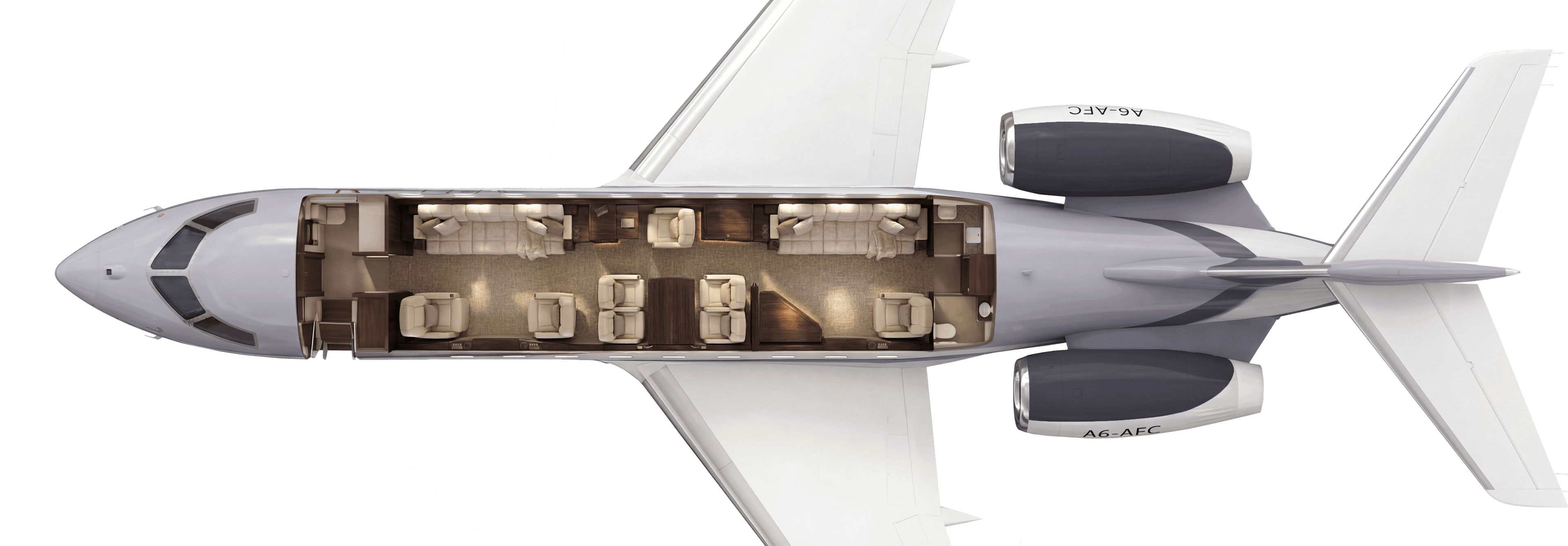 Bombardier Global Express A6-AFC – day cabin configuration