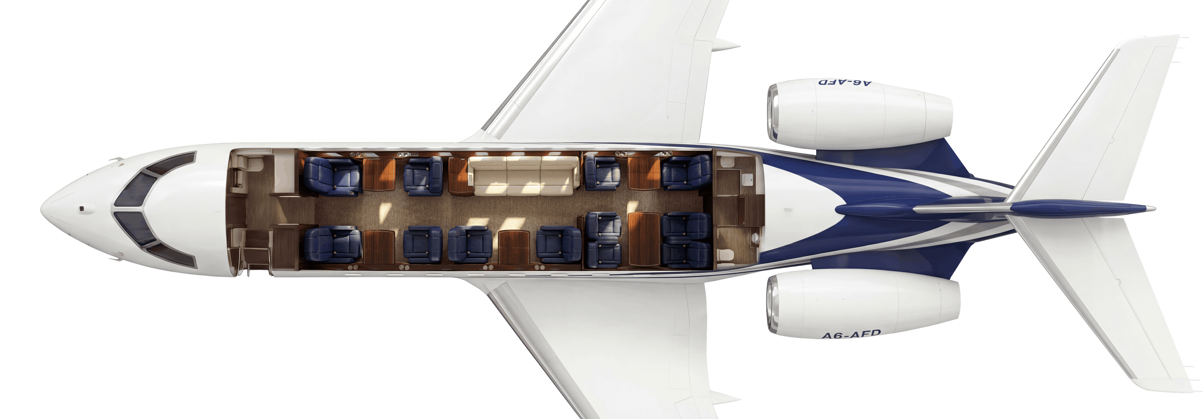 Bombardier Global Express A6-AFD – day cabin configuration