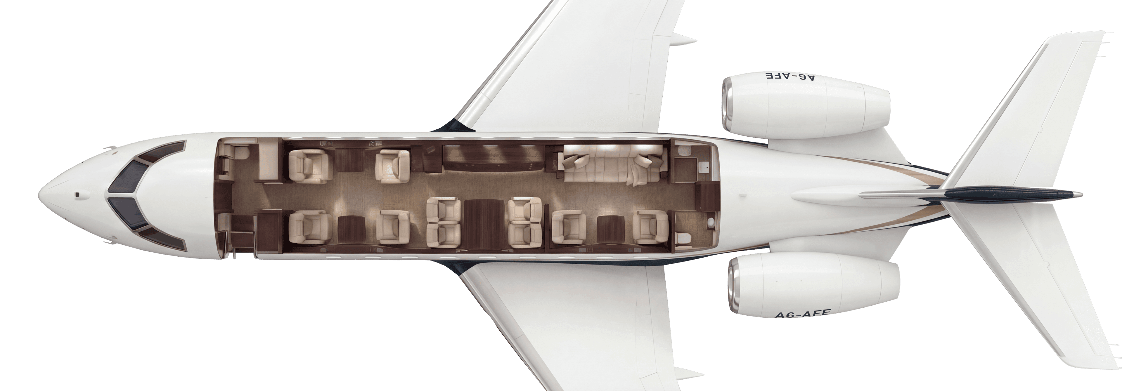 Bombardier Global Express A6-AFE – day cabin configuration