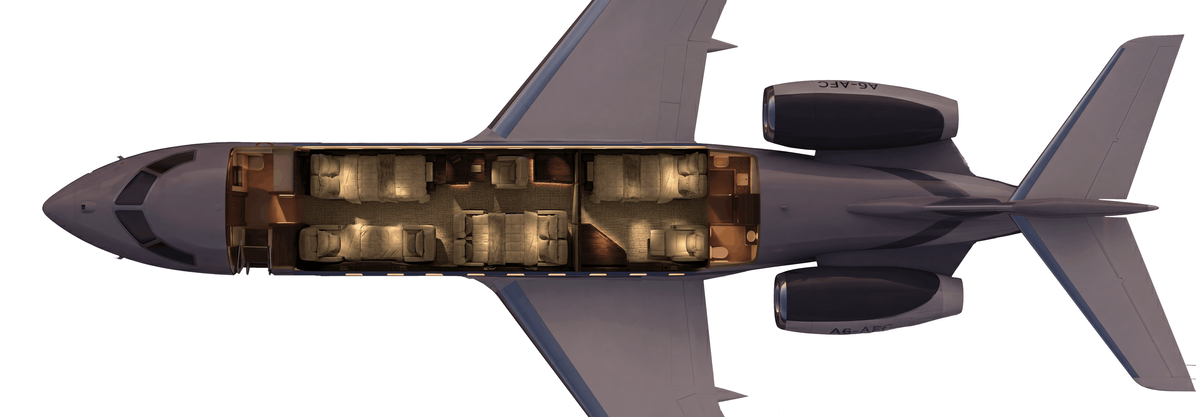 Bombardier Global Express A6-AFC – night cabin configuration