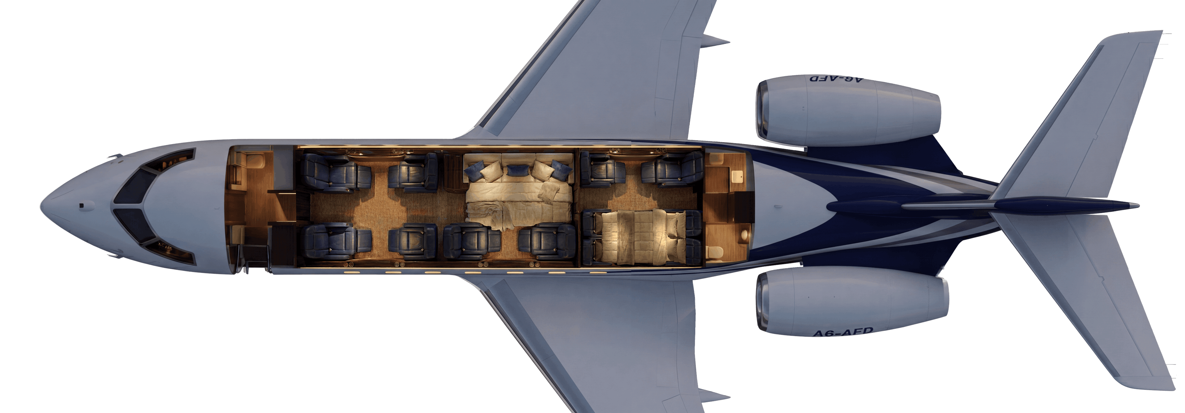 Bombardier Global Express A6-AFD – night cabin configuration