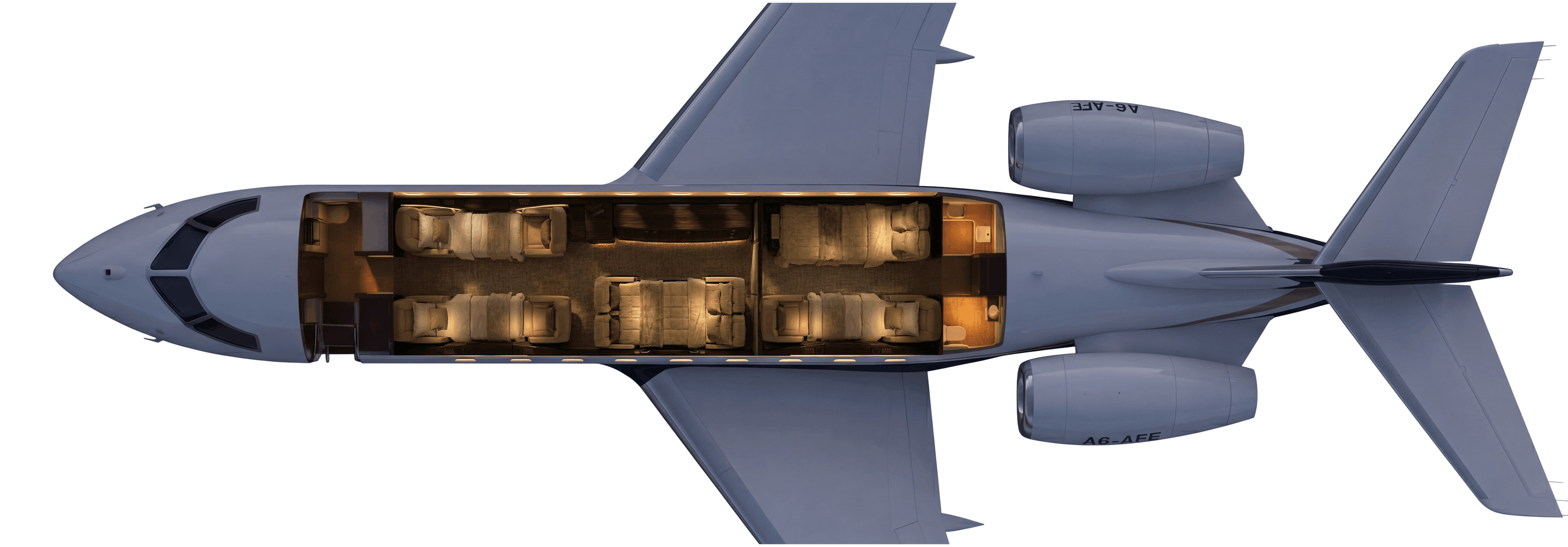 Bombardier Global Express A6-AFE – night cabin configuration