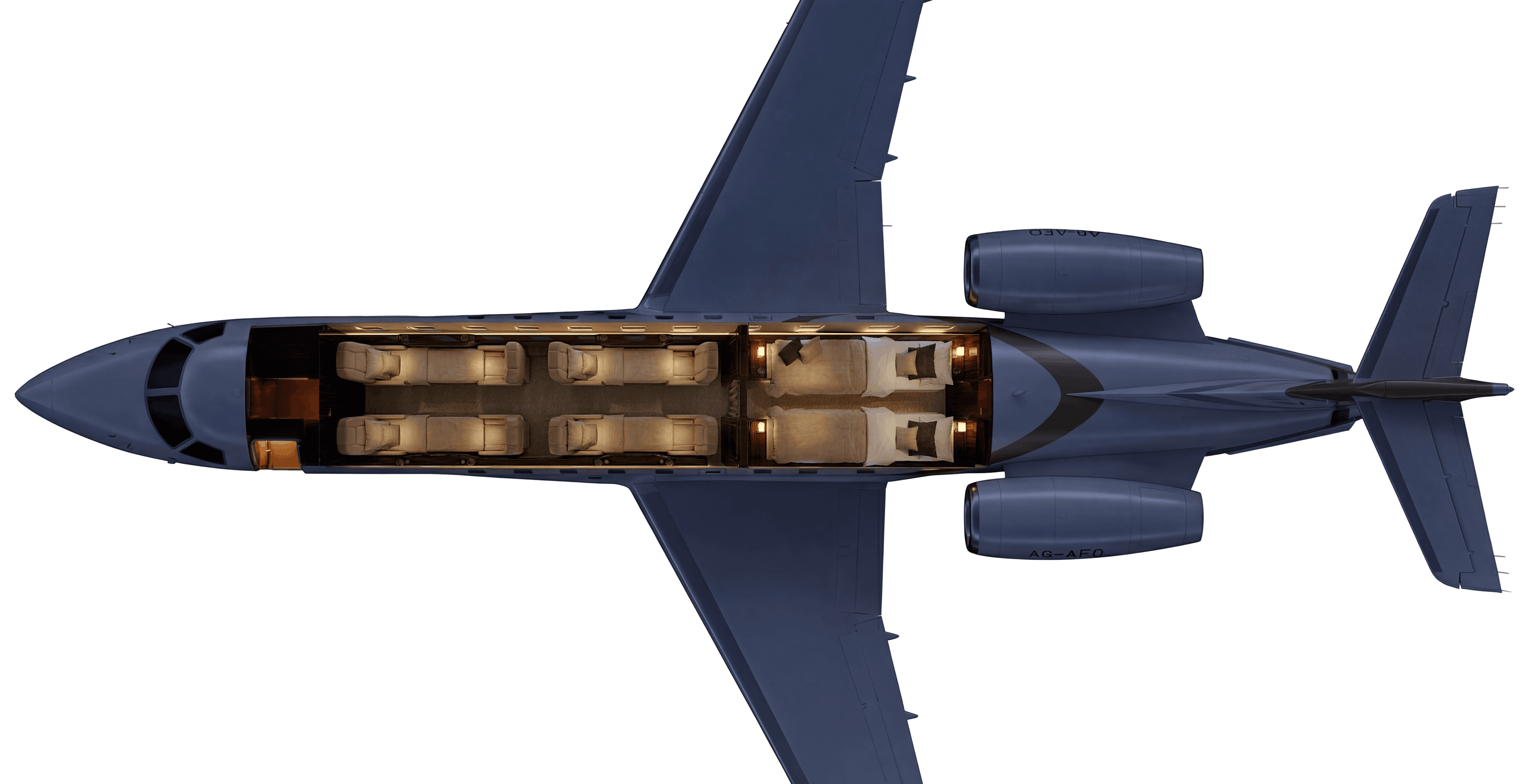 Embraer Legacy 650 A6-AFO – night cabin configuration