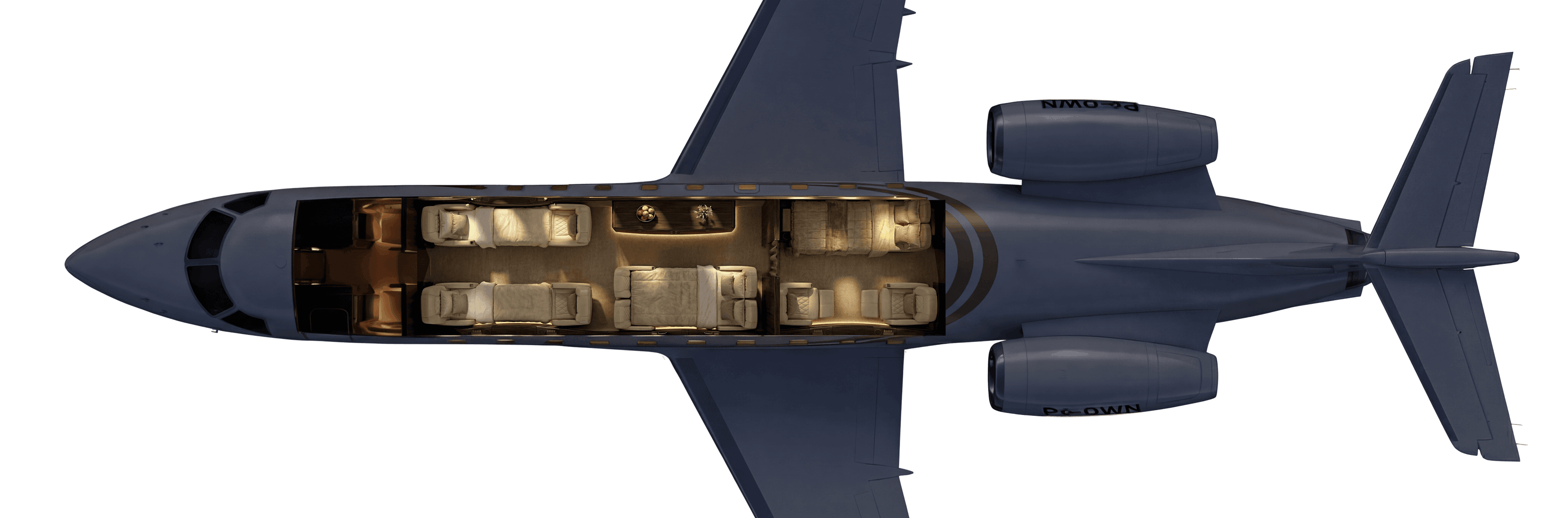 Embraer Legacy 650 P4-OWN – night cabin configuration